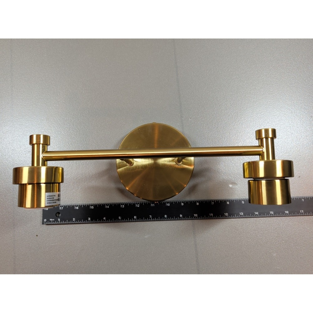 Modern 2-Light Vanity Sconce Brushed Brass Fluted Glass Wall Light Fixture - Picture 6 of 11